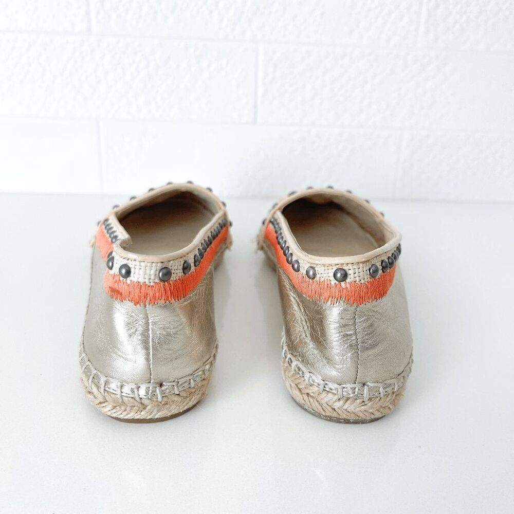 House Of Harlow 1960 Womens Kat Slip On Studded Espadrille Gold Multicolor 36 - Picture 4 of 6